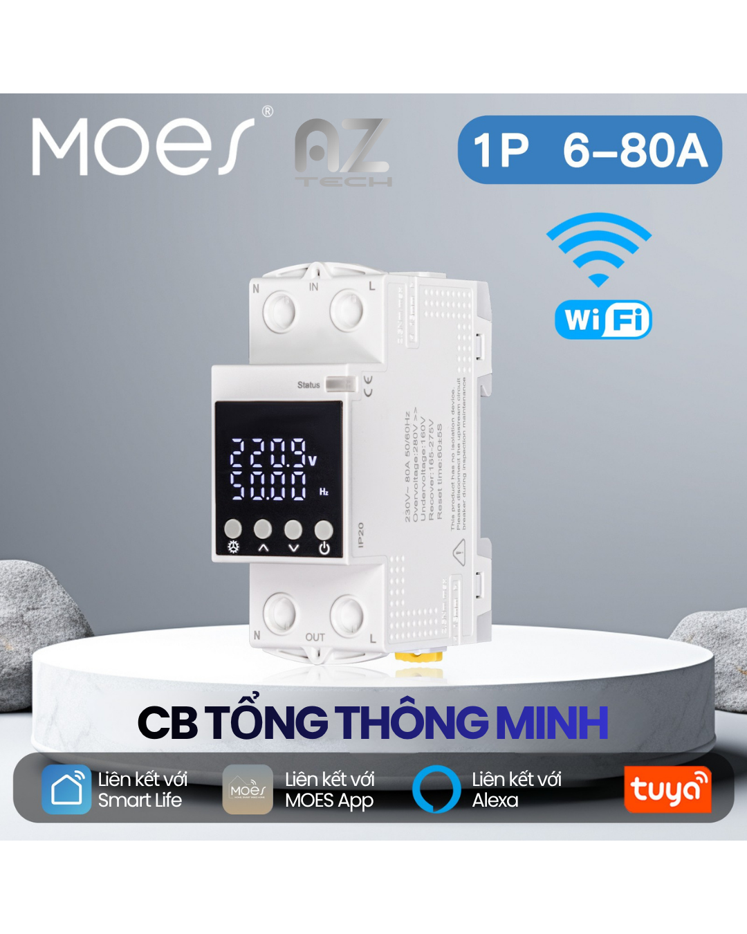 CB Tổng Thông minh MOES (Aptomat 80A)