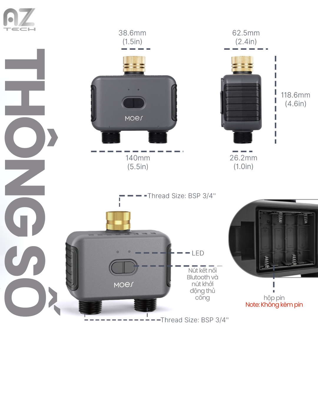 Bộ hẹn giờ tưới nước thông minh 2 vòi MOES - Ảnh 5