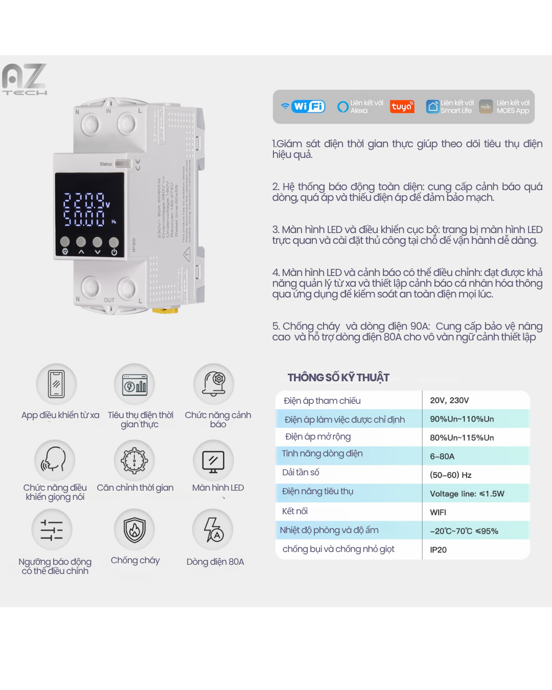CB Tổng Thông minh MOES (Aptomat 80A) - Ảnh 4