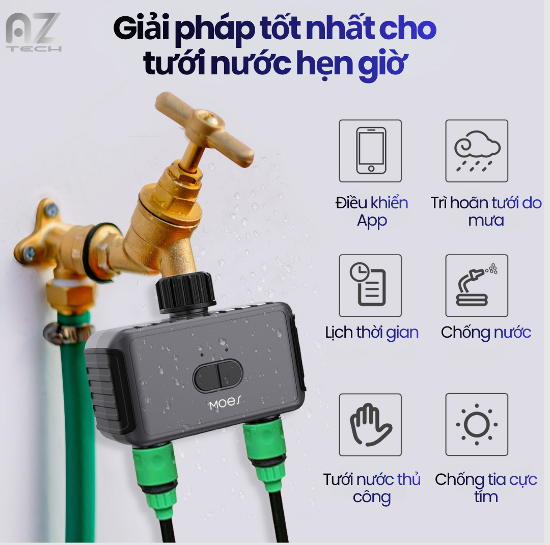 Bộ hẹn giờ tưới nước thông minh 2 vòi MOES - Ảnh 4